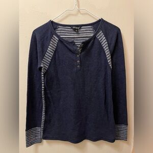 Lucky Brand Navy Henley Long Sleeve Top (Size S)